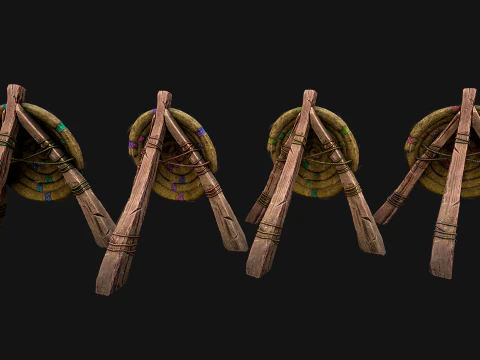 Medieval Wooden Target Furniture Training Camp Pack 3D Model