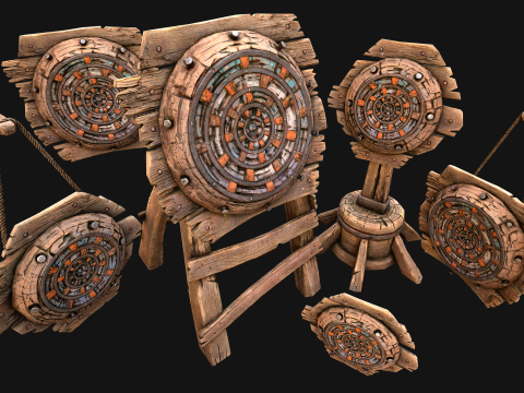 Meubles d'armurerie de jeu de fléchettes en bois médiéval Modèle 3D