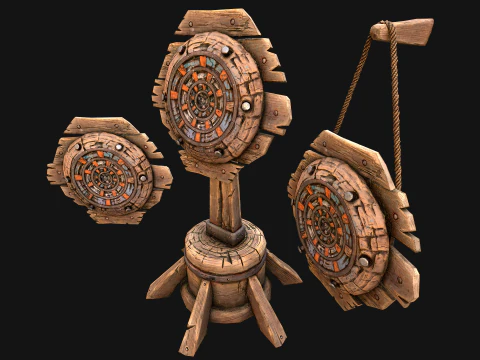 Mobili per armeria con bersaglio per freccette in legno medievale Modello 3D