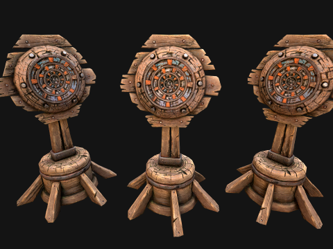 Muebles de armería de diana de dardos de madera medieval Modelo 3D