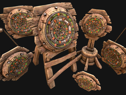 중세 목조 대상 다트 다트판 박람회 가구 3D 모델
