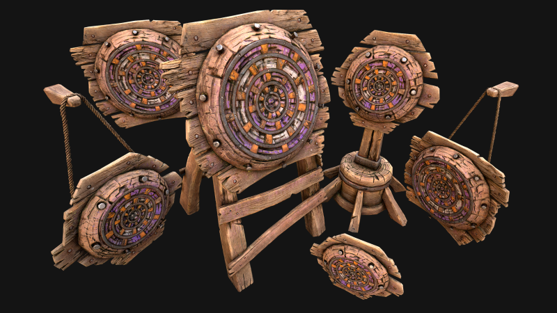 Medieval Wooden Target Dartboard Shooting Range Furniture 3D Model .c4d .max .obj .3ds .fbx .stl .blend 
