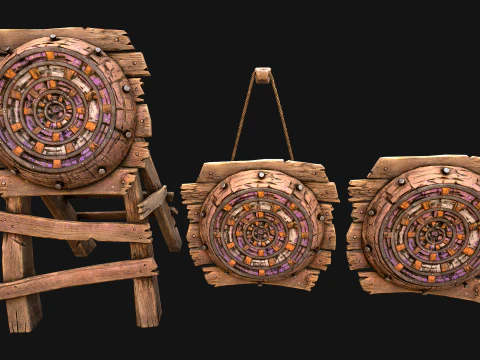Mobili per poligono di tiro con bersaglio medievale in legno Modello 3D