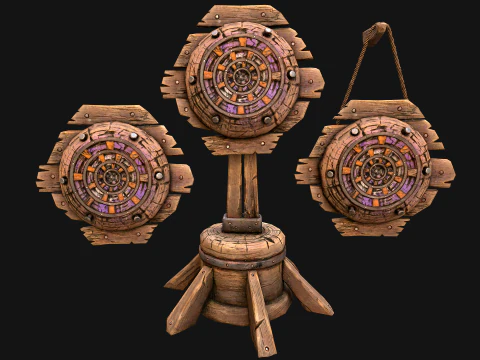 Mobili per poligono di tiro con bersaglio medievale in legno Modello 3D
