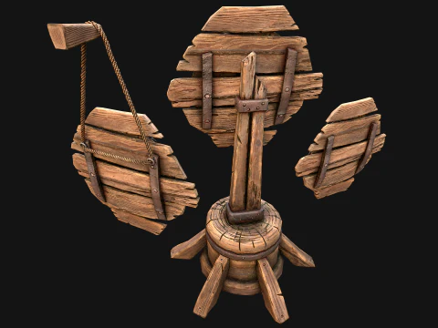 Mobili per poligono di tiro con bersaglio medievale in legno Modello 3D