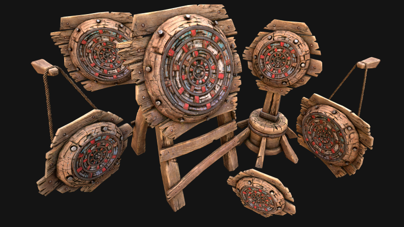 Móveis medievais de madeira para campo de tiro ao alvo de combate Modelo 3D .c4d .max .obj .3ds .fbx .stl .blend 