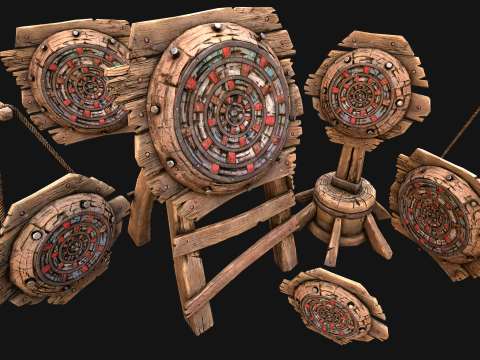 Middeleeuws houten gevechtsdoelschietbaanmeubilair 3D Model