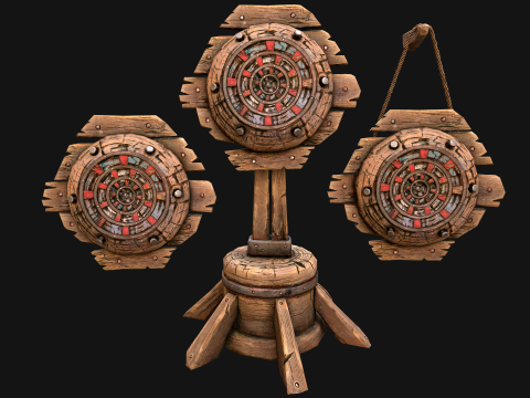 Móveis medievais de madeira para campo de tiro ao alvo de combate Modelo 3D