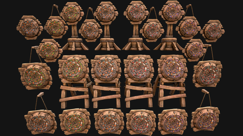 Paquete de campo de tiro con diana de madera medieval Modelo 3D .c4d .max .obj .3ds .fbx .stl .blend 