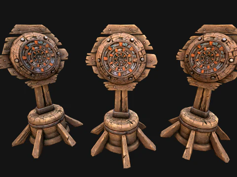 Medieval Wooden Target Dartboard Shooting Range Pack 3D Model
