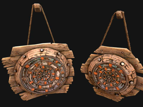 Medieval Wooden Target Dartboard Shooting Range Pack 3D Model