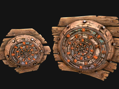 Paquete de campo de tiro con diana de madera medieval Modelo 3D