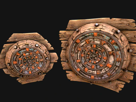 Medieval Wooden Target Dartboard Shooting Range Pack 3D Model