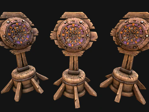 Medieval Wooden Target Dartboard Shooting Range Pack 3D Model