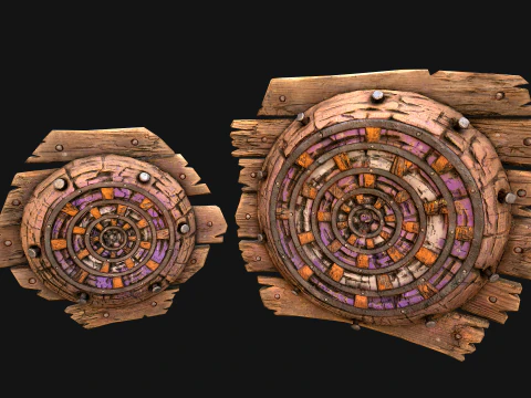 Medieval Wooden Target Dartboard Shooting Range Pack 3D Model
