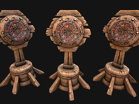 Medieval Wooden Target Dartboard Shooting Range Pack 3D Model