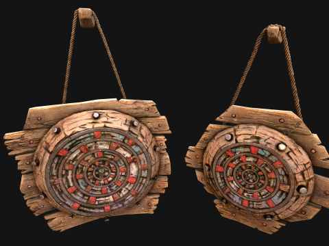 Paquete de campo de tiro con diana de madera medieval Modelo 3D