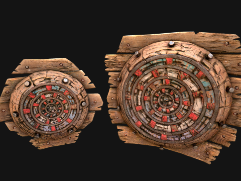 Paquete de campo de tiro con diana de madera medieval Modelo 3D