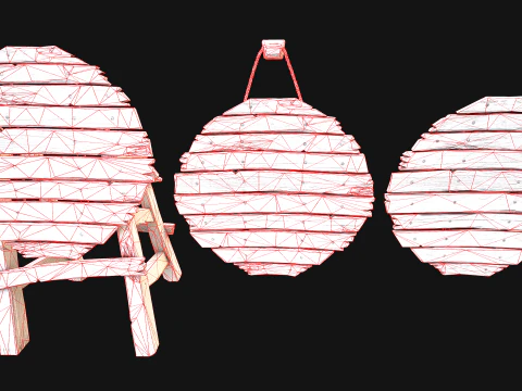 Medieval Wooden Target Shooting Range Environment Furniture Set 3D Model