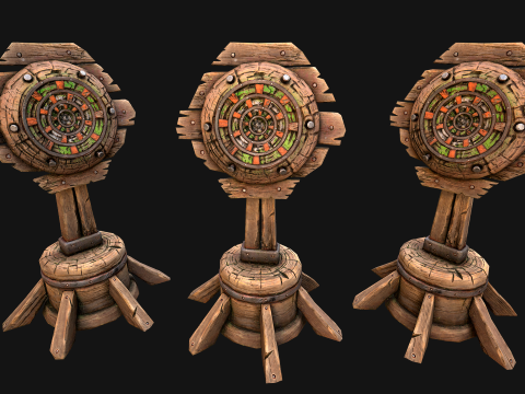 Ensemble de meubles d'environnement de champ de tir sur cible en bois médiéval Modèle 3D