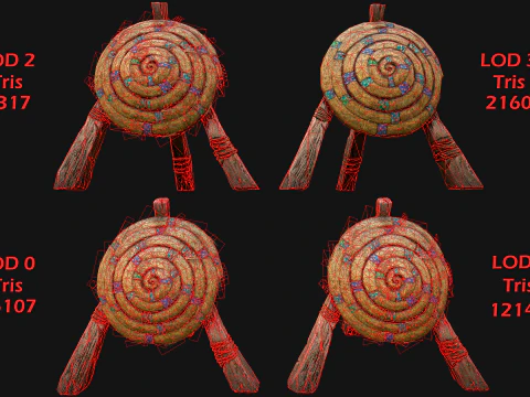 Medieval Wooden Target Shooting Range Furniture Pack 3D Model