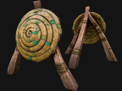 Medieval Wooden Target Shooting Range Furniture Pack 3D Model
