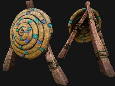 Medieval Wooden Target Shooting Range Furniture Pack 3D Model
