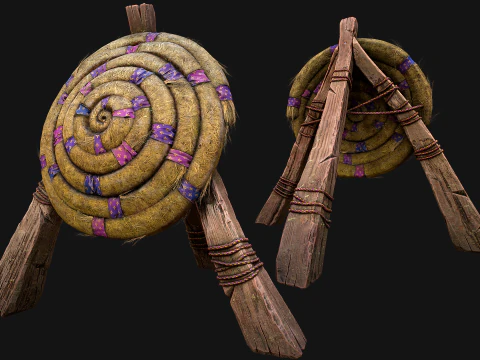 Medieval Wooden Target Shooting Range Furniture Pack 3D Model