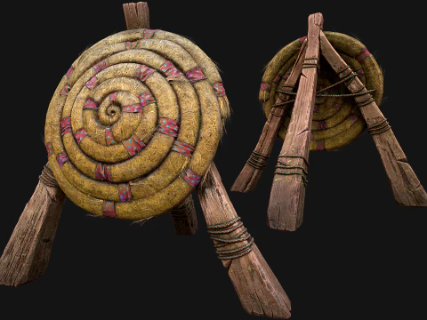 Medieval Wooden Target Shooting Range Furniture Pack 3D Model