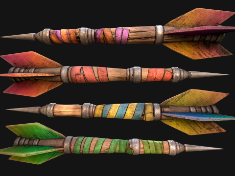 Medieval Wooden Dart Throwing Darts 3D Model