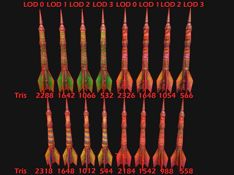 Medieval Wooden Dart Throwing Darts 3D Model