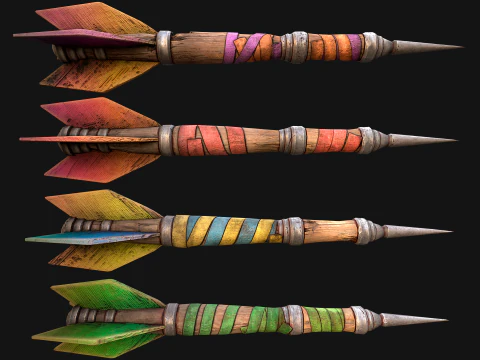 Medieval Wooden Dart Throwing Darts 3D Model