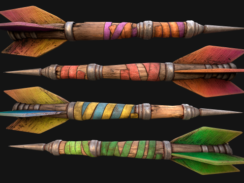 Medieval Wooden Dart Throwing Darts 3D Model