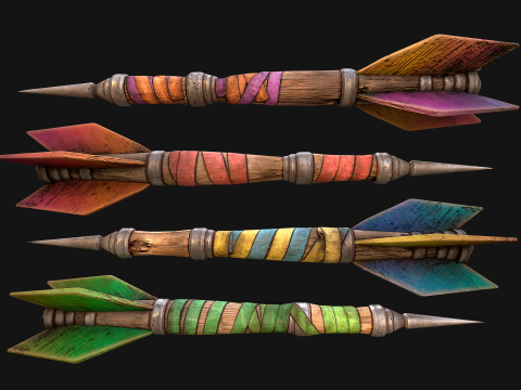 Medieval Wooden Dart Throwing Darts 3D Model