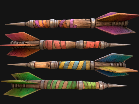 Medieval Wooden Dart Throwing Darts 3D Model