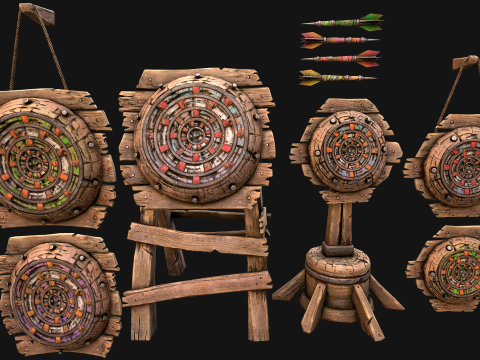 Set Target Jarak Tembak Dart dan Papan Dart Model 3D