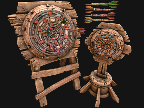 Set Target Jarak Tembak Dart dan Papan Dart Model 3D