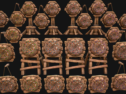 Darts and Dart Board Shooting Range Target Set 3D Model
