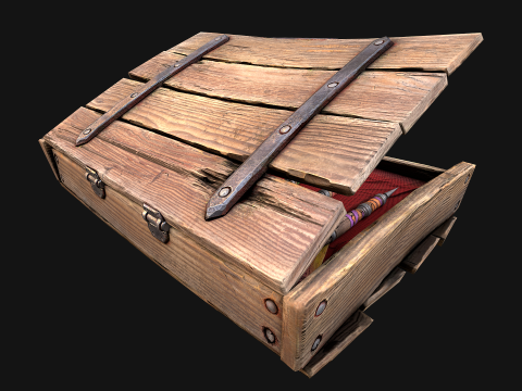 Bo&icirc;te de fl&eacute;chettes m&eacute;di&eacute;vale en bois, jeu de fl&eacute;chettes Modèle 3D