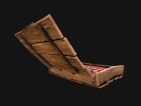 Bo&icirc;te de fl&eacute;chettes m&eacute;di&eacute;vale en bois, jeu de fl&eacute;chettes Modèle 3D