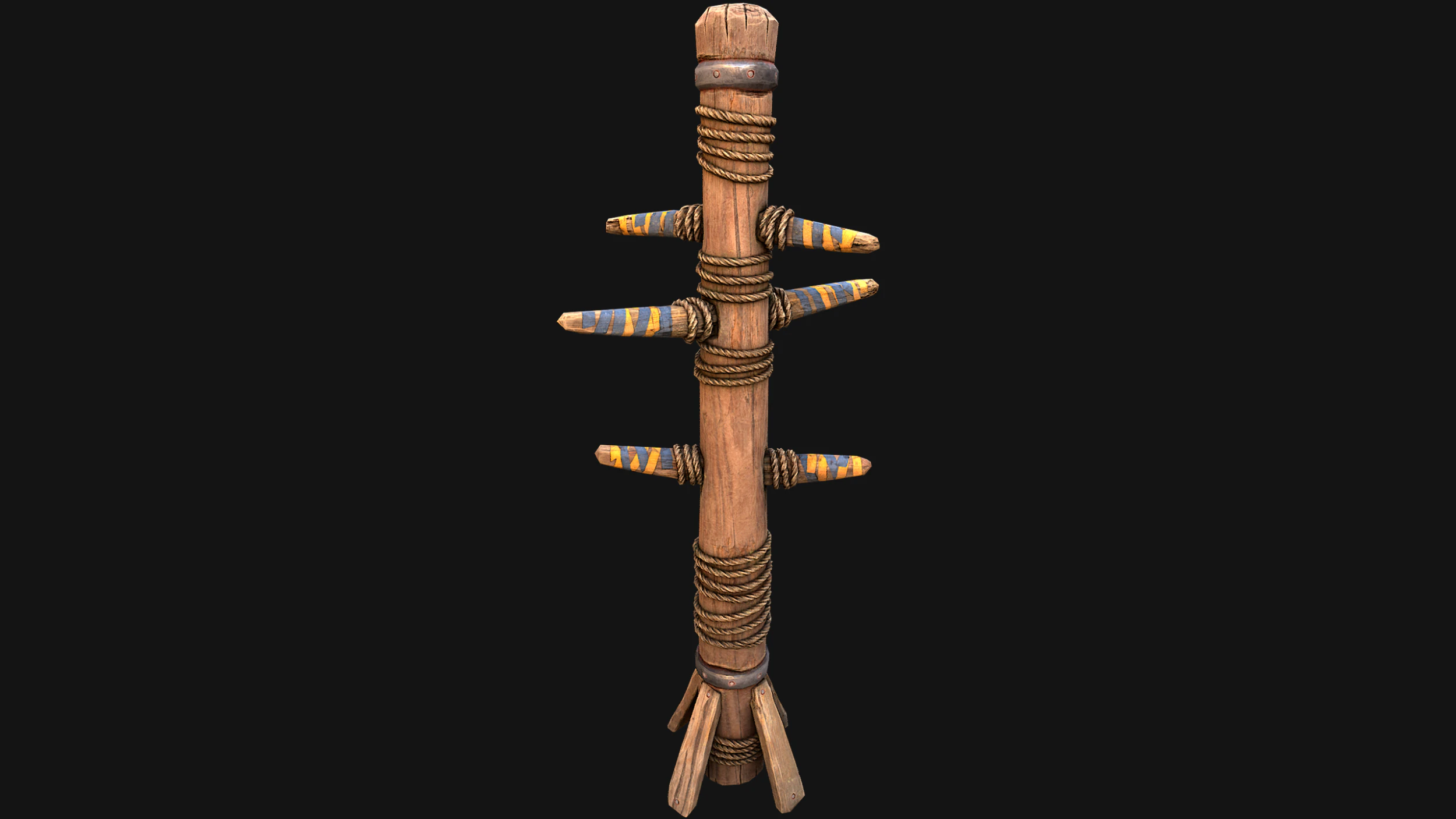 Wooden Wing Chun Combat Dummy Training Camp 3D Model .c4d .max .obj .3ds .fbx .stl .blend 