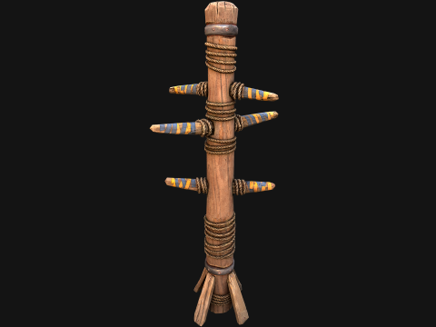 木製詠春拳戦闘ダミートレーニングキャンプ 3Dモデル