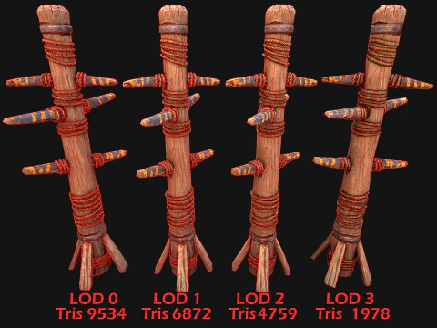 Wooden Wing Chun Combat Dummy Training Camp 3D Model