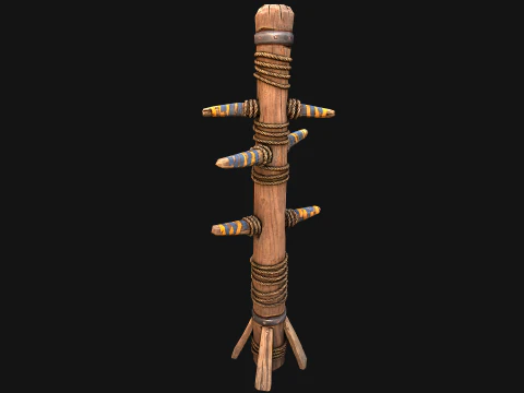 Wooden Wing Chun Combat Dummy Training Camp 3D Model