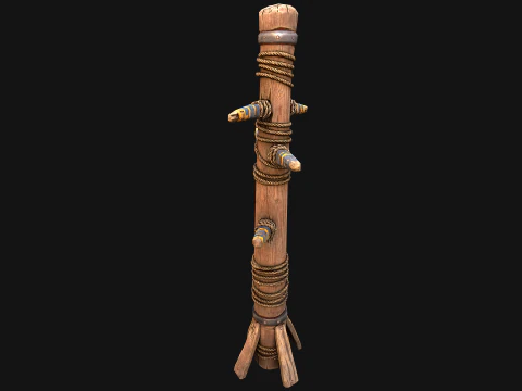 Wooden Wing Chun Combat Dummy Training Camp 3D Model