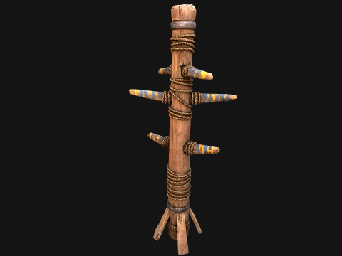 Wooden Wing Chun Combat Dummy Training Camp 3D Model