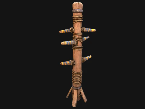 Wooden Wing Chun Combat Dummy Training Camp 3D Model