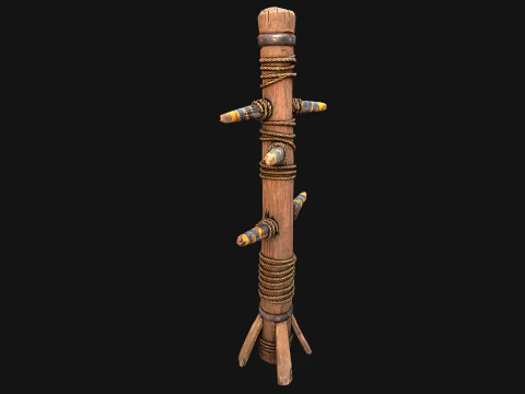 Wooden Wing Chun Combat Dummy Training Camp 3D Model