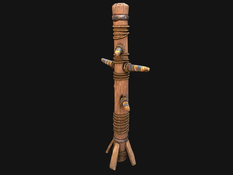 Wooden Wing Chun Combat Dummy Training Camp 3D Model
