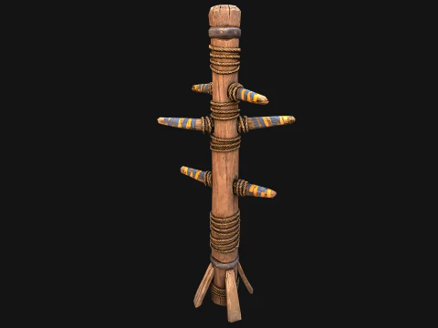 Wooden Wing Chun Combat Dummy Training Camp 3D Model